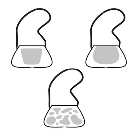 Un croquis en noir et blanc d'une petite besace zippée.