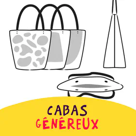 Un croquis en noir et blanc d'un cabas aux lignes nettes.