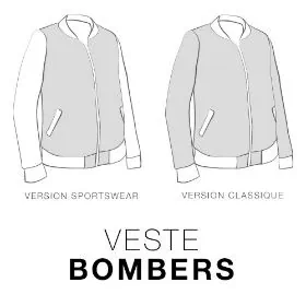 Un croquis en noir et blanc d'une veste type Bombers.